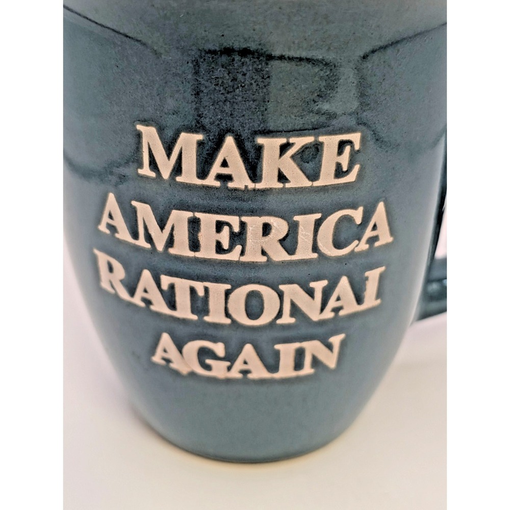 Make America Rational Again Coffee Mug Ceramic (Mispelled) Dusty Blue 14‎ oz